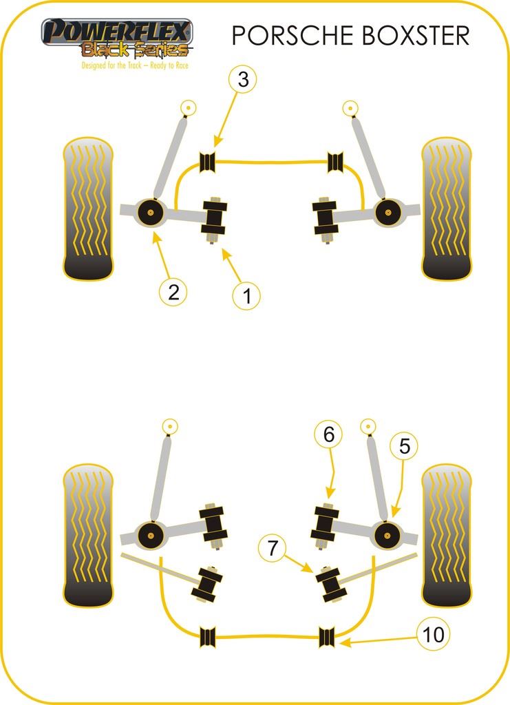 For Porsche Boxster 987 2005-2012 PowerFlex Black Rear Link Arm Inner Bush