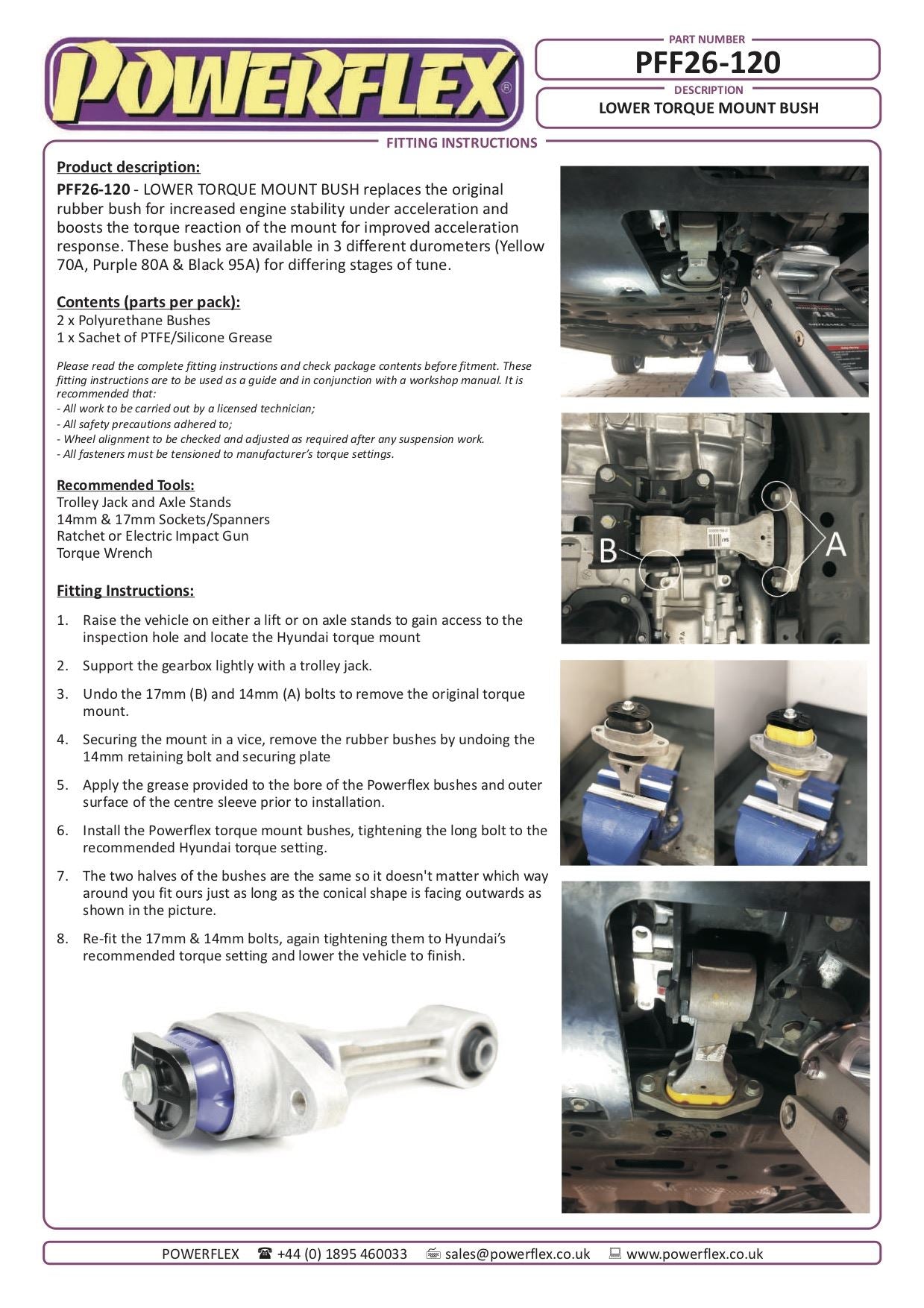 Hyundai i30N (2017 ON) PowerFlex Lower Torque Mount Bush
