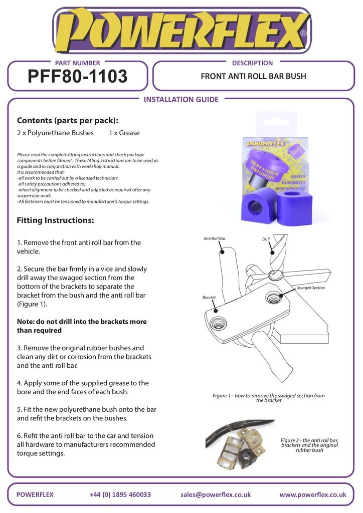 Vauxhall Corsa E 2015-Onwards PowerFlex Front Anti Roll Bar Bush 20mm