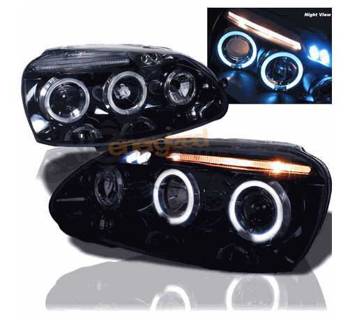 VOLKSWAGEN GOLF MK5  11/2003-2009 BLACK ANGEL EYES HEADLIGHTS PAIR