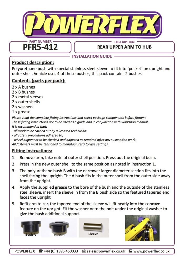 For BMW 1 Series 2004-2013 PowerFlex Rear Upper Lateral Arm To Hub Bush