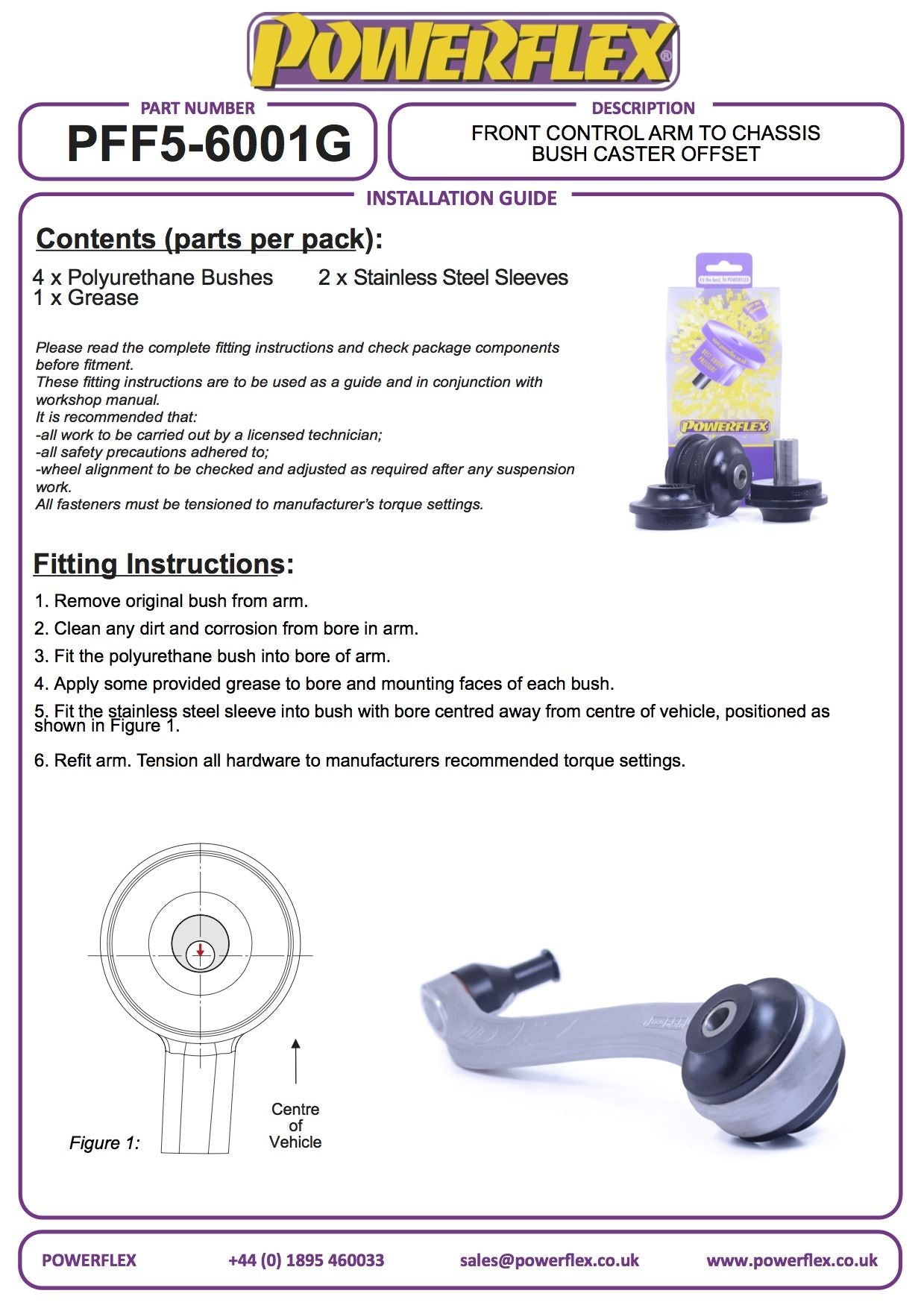 For BMW 6 Series (2011-) PowerFlex Black Front Arm Bush Caster Offset