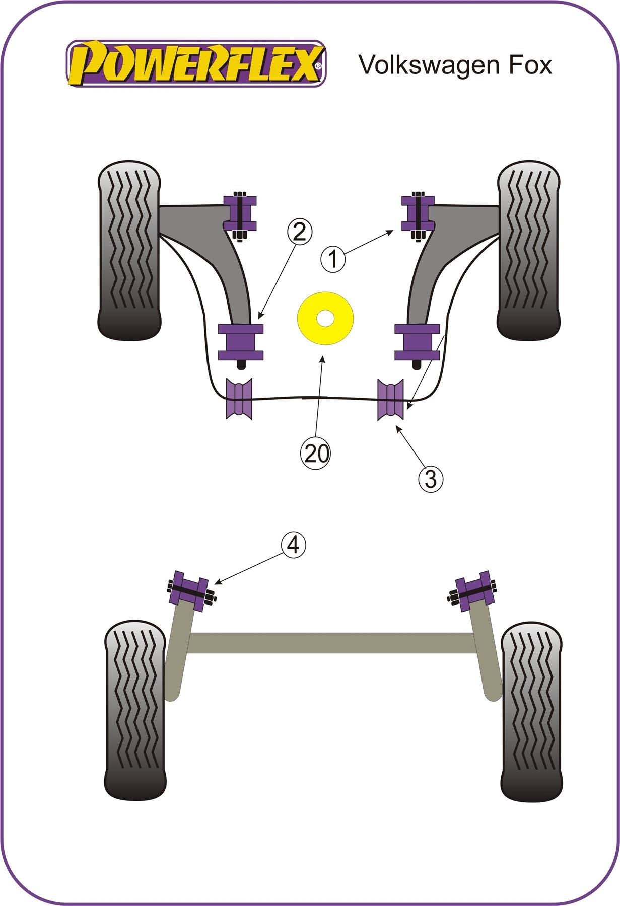 VW Fox PowerFlex Front Wishbone Bush Set