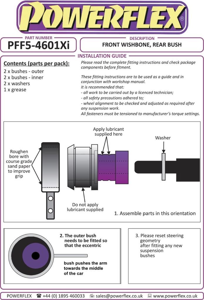 For BMW E46 3 Series 1999-2006 PowerFlex Front Wishbone Rear Bush