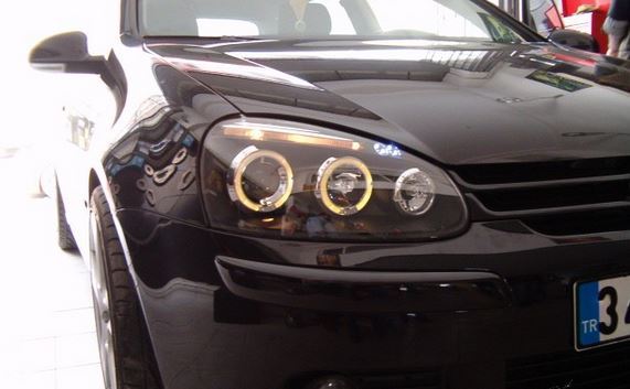 VOLKSWAGEN GOLF MK5  11/2003-2009 BLACK ANGEL EYES HEADLIGHTS PAIR
