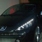 PEUGEOT 207  2006-> BLACK DRL HEADLIGHTS PAIR