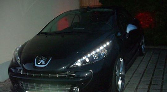 PEUGEOT 207  2006-> BLACK DRL HEADLIGHTS PAIR