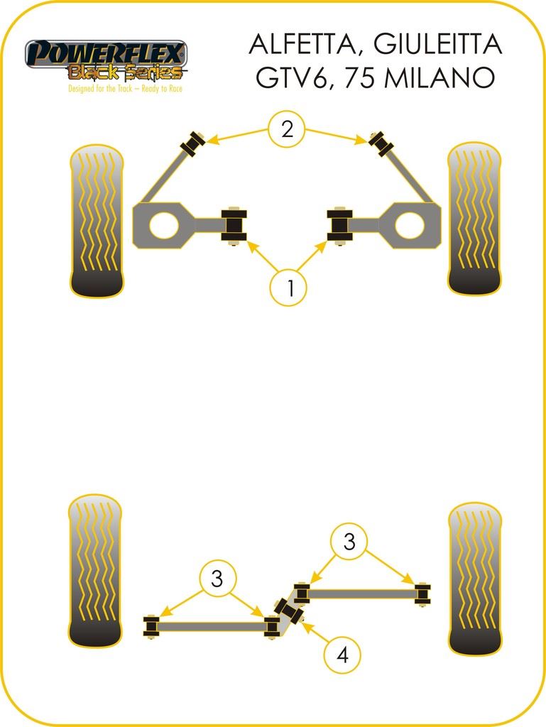 For Alfa GTV6 1972-1987 PowerFlex Black Front Upper Spring Mount Inner Bush