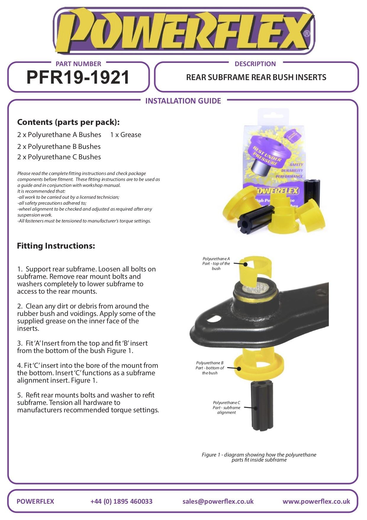 For Volvo XC60 (2009 onwards) PowerFlex Rear Subframe Rear Bush Inserts