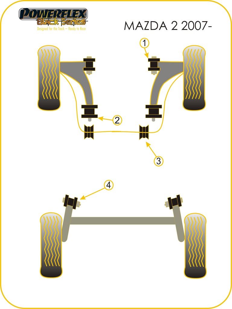For Mazda Mazda2 DE 2007- PowerFlex Black Series Front Arm Rear Bush