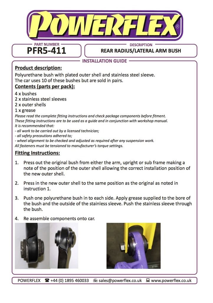 For BMW E84 X1 2008-2015 PowerFlex Rear Arm Inner & Outer Bush