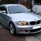 BMW 1 SERIES E87 5 DOOR HATCH 2004-3/2007 BLACK ANGEL EYES HEADLIGHTS PAIR