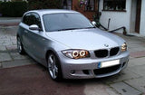BMW 1 SERIES E87 5 DOOR HATCH 2004-3/2007 BLACK ANGEL EYES HEADLIGHTS PAIR