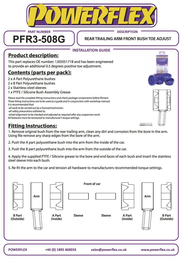 For Skoda Octavia Mk1 4WD 1996-2004 PowerFlex Rear Trailing Arm Front Bush