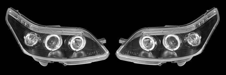 CITROEN C4  2004-2008 BLACK ANGEL EYES HEADLIGHTS PAIR