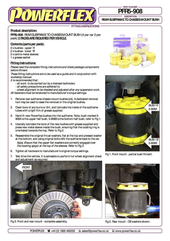 For BMW E53 X5 1999-2006 PowerFlex Rear Subframe To Chassis Bush