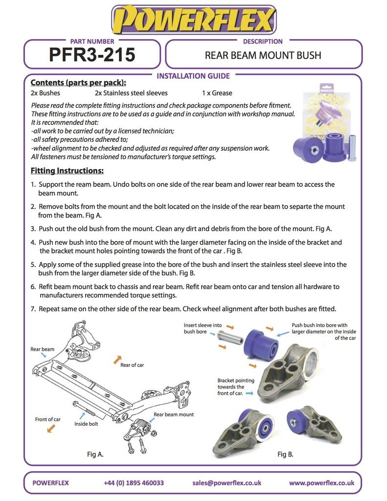 For Audi A6 2002-2005 PowerFlex Black Series Rear Beam Mount Bush