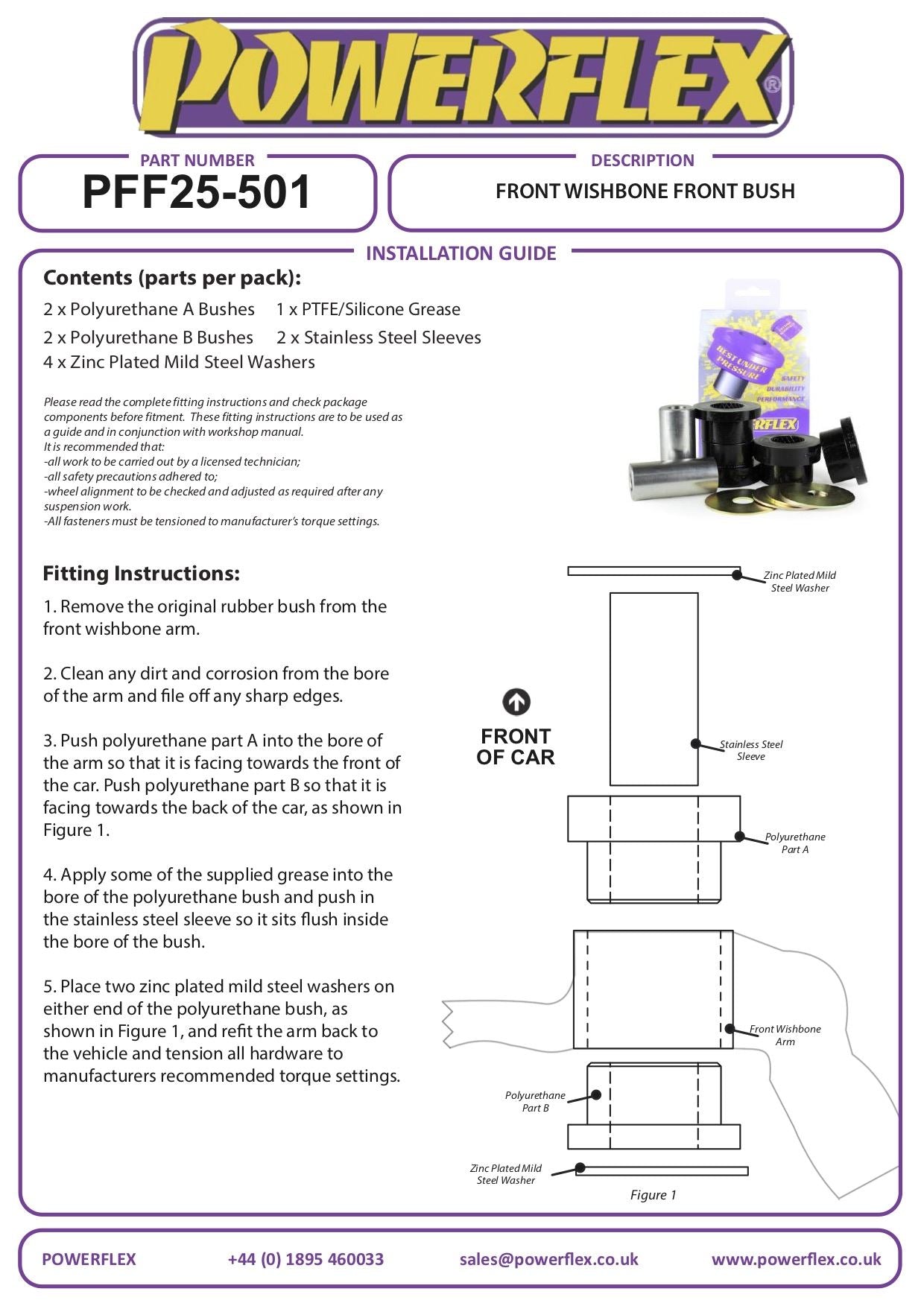 Honda Civic Mk8 FK/KN (2005-2012) PowerFlex Black Front Wishbone Front Bush