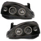 VAUXHALL CORSA C 2000-2006 BLACK ANGEL EYES HALO HEADLIGHTS PAIR