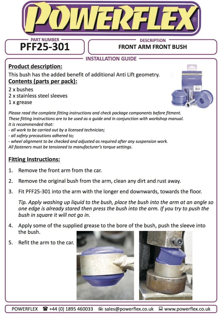 For Honda CR-V 2002-2006 PowerFlex Front Arm, Front Bush