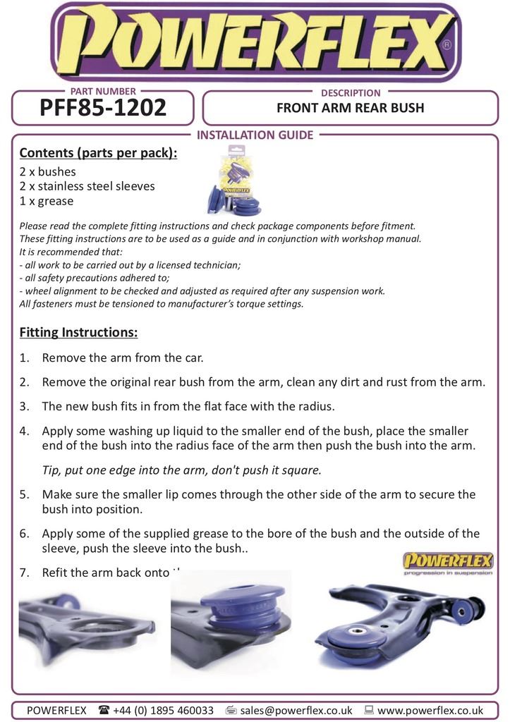 VW Up! 2011- PowerFlex Front Arm Rear Bush