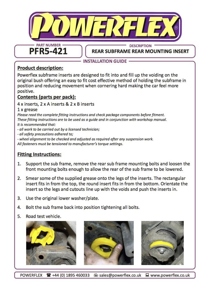 For BMW 3 Series 2005-2013 PowerFlex Rear Subframe Rear Mounting Insert