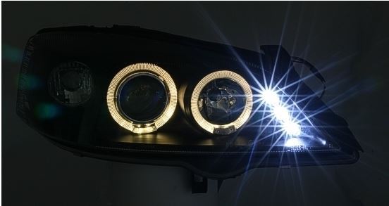 VAUXHALL ASTRA G MK4  1998-2004 BLACK ANGEL EYES HEADLIGHTS PAIR