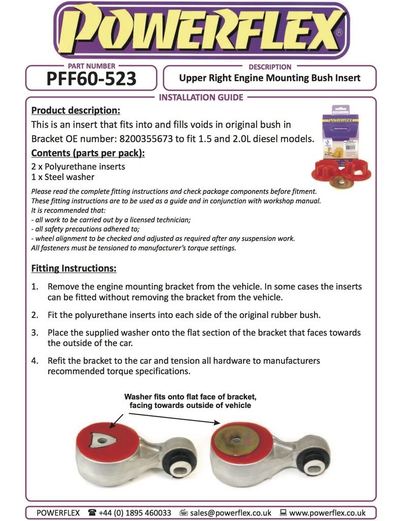 Renault Scenic II 2003-2009 PowerFlex Black Upper Right Engine Mounting Insert