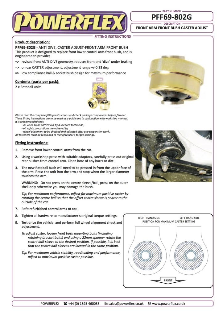 For Scion FR-S PowerFlex Front Arm Front Bush