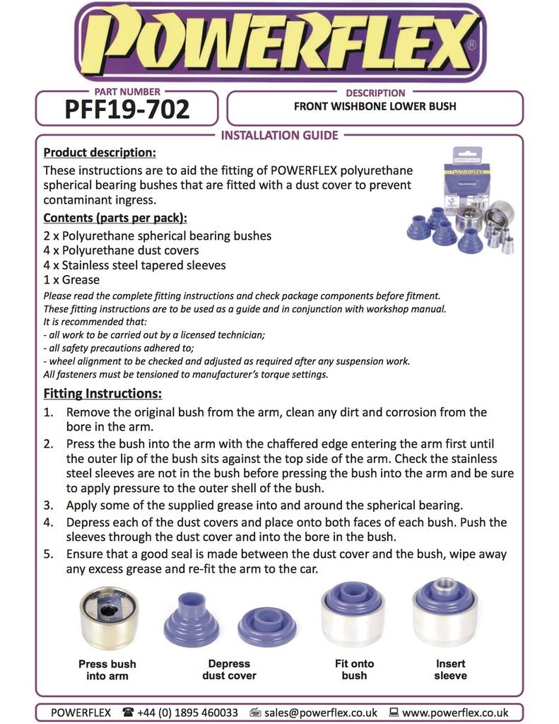 For Ford Puma 1997-2001 PowerFlex Front Wishbone Lower Rear Bush