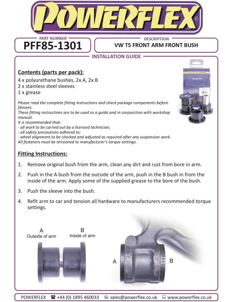 VW T6 Transporter 2015- PowerFlex Front Arm Front Bush