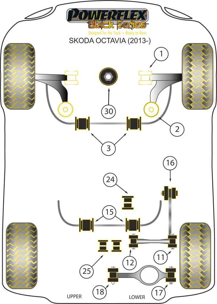 For Skoda Octavia 2013- Multi Link PowerFlex Black Rear Diff Rear Mounting Bush