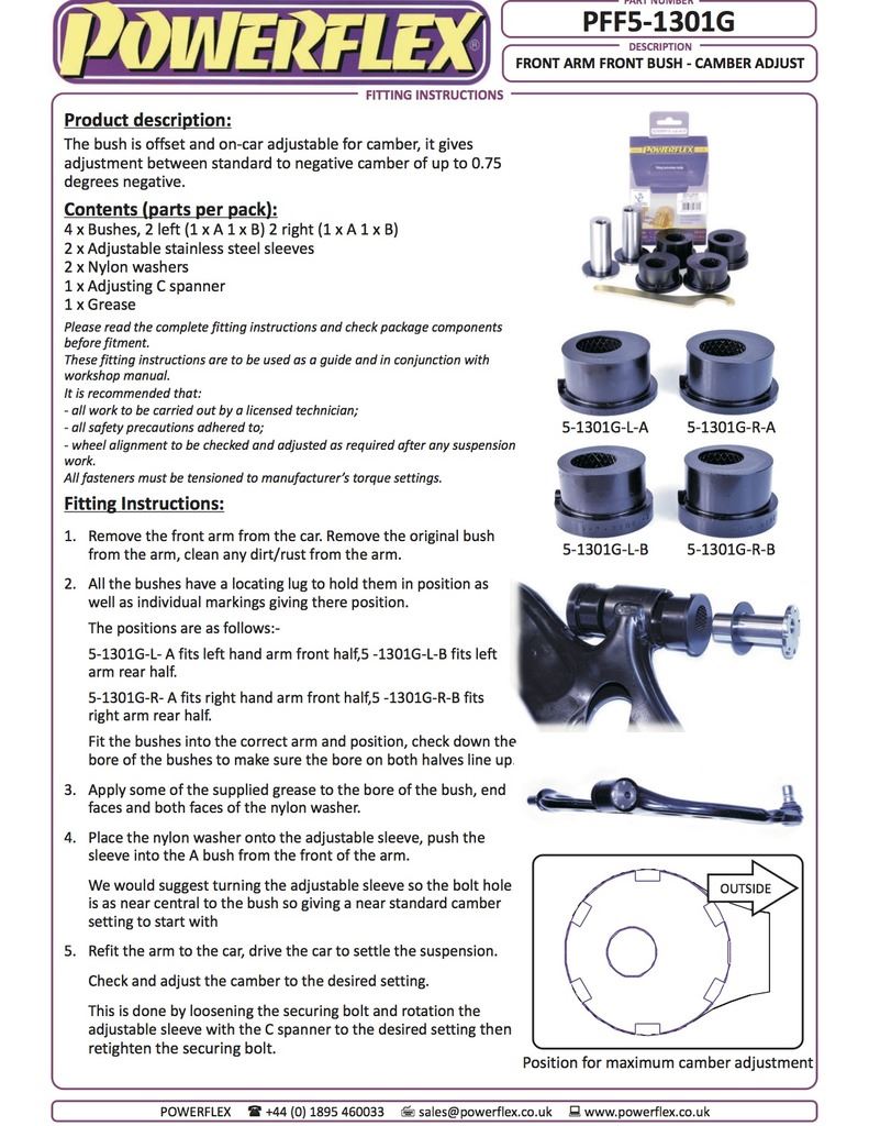 For Mini Generation 3 F56 2014 on PowerFlex Black Series Front Arm Front Bush