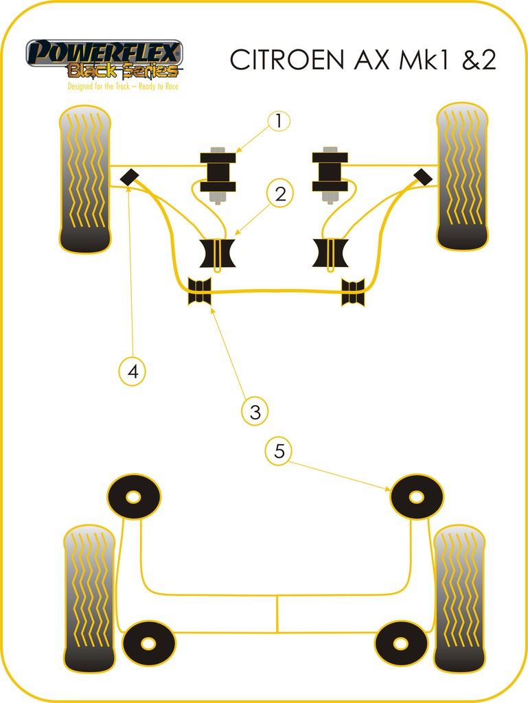 For Citroen AX Mk1 & 2 1986-1998 PowerFlex Black Front Wishbone Front Bush
