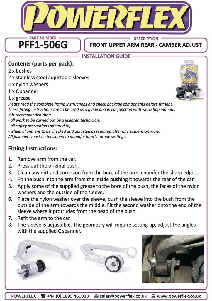 For Alfa 159 2005-2011 PowerFlex Front Upper Arm Rear Bush