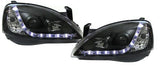 VAUXHALL CORSA C MK2  10/2000-2006 BLACK DRL HEADLIGHTS PAIR