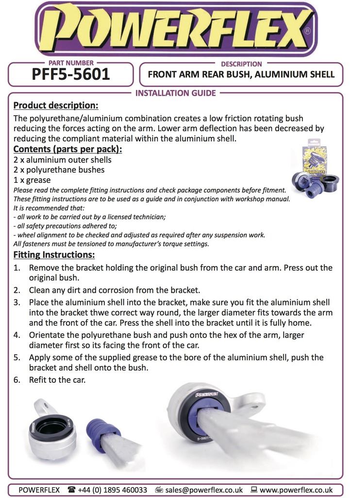 For BMW Z4 E85, E86 2003-2009 PowerFlex Black Series Front Wishbone Rear Bush