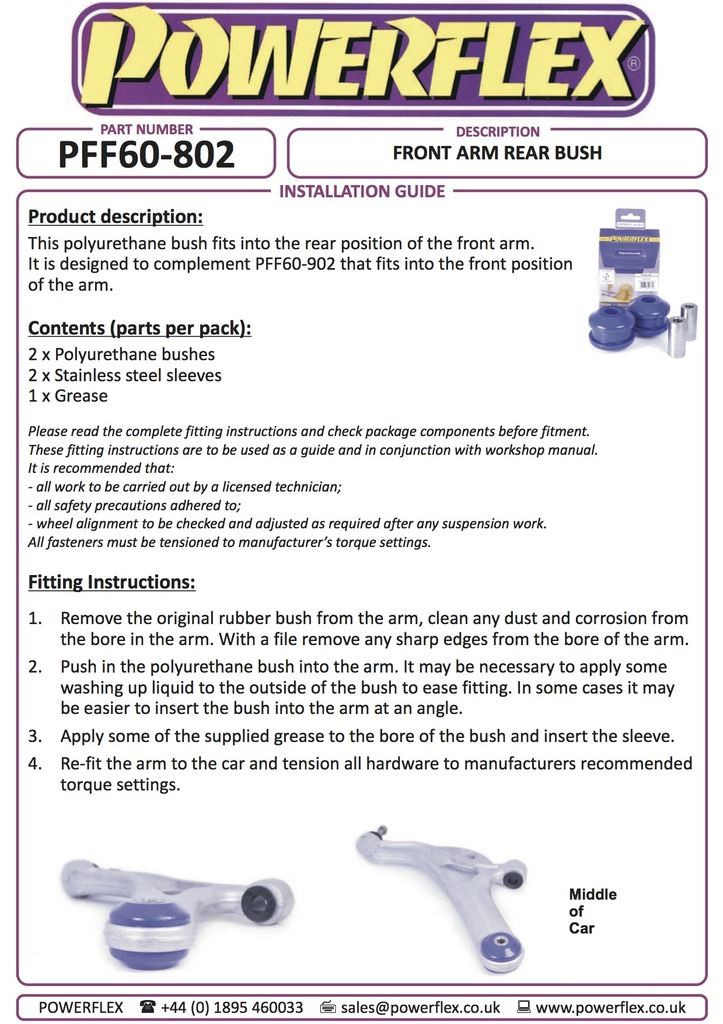 For Renault Clio III Sport 2005-2012 PowerFlex Front Arm Rear Bush