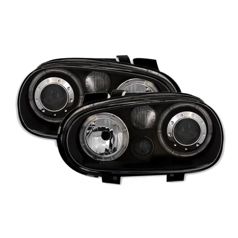 VW GOLF MK4 1998-2004 BLACK ANGEL EYES HALO HEADLIGHTS PAIR