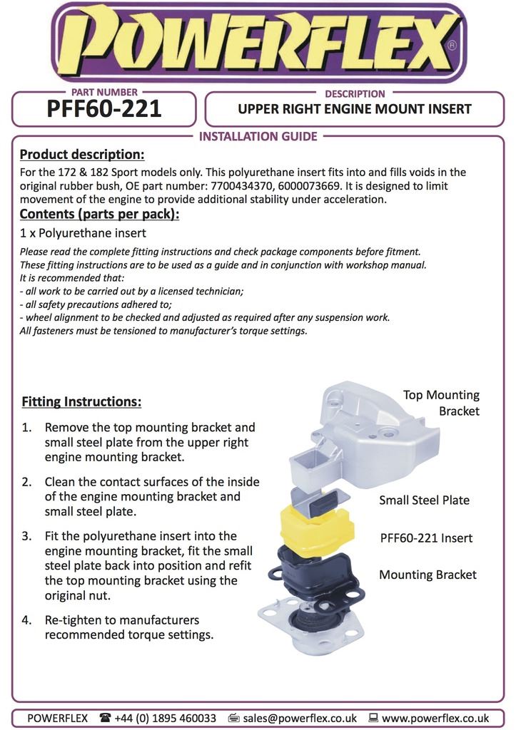 For Renault Clio II 1998-2012 PowerFlex Front Upper Right Engine Mount Insert