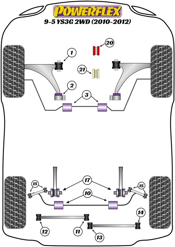 Saab 9-5 YS3G 2WD 2010-2012 PowerFlex Black Rear Engine Mounting Insert