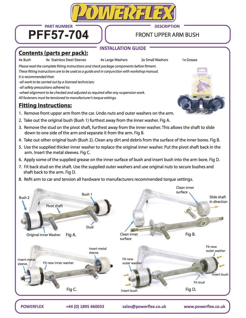 For Porsche 928 1978-1995 PowerFlex Front Upper Arm Bush