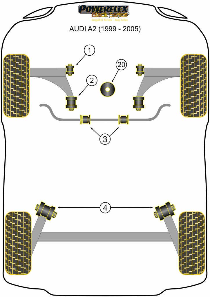 For Audi A2 1999-2005 PowerFlex Black Series Front Anti Roll Bar Bush
