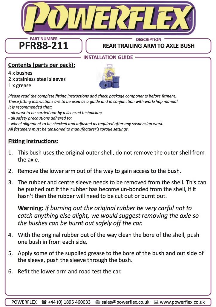 For Volvo 240 1975-1993 PowerFlex Black Series Rear Trailing Arm To Axle Bush