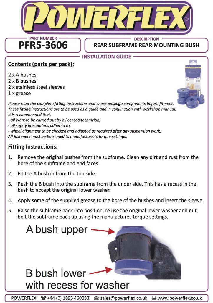 For BMW E36 3 Series 1990-1998 PowerFlex Black Rear Subframe Rear Mounting Bush