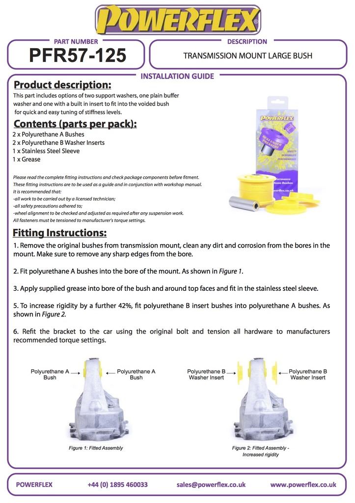 Porsche 911 964 (1989-1994) PowerFlex Transmission Mount Large Bush