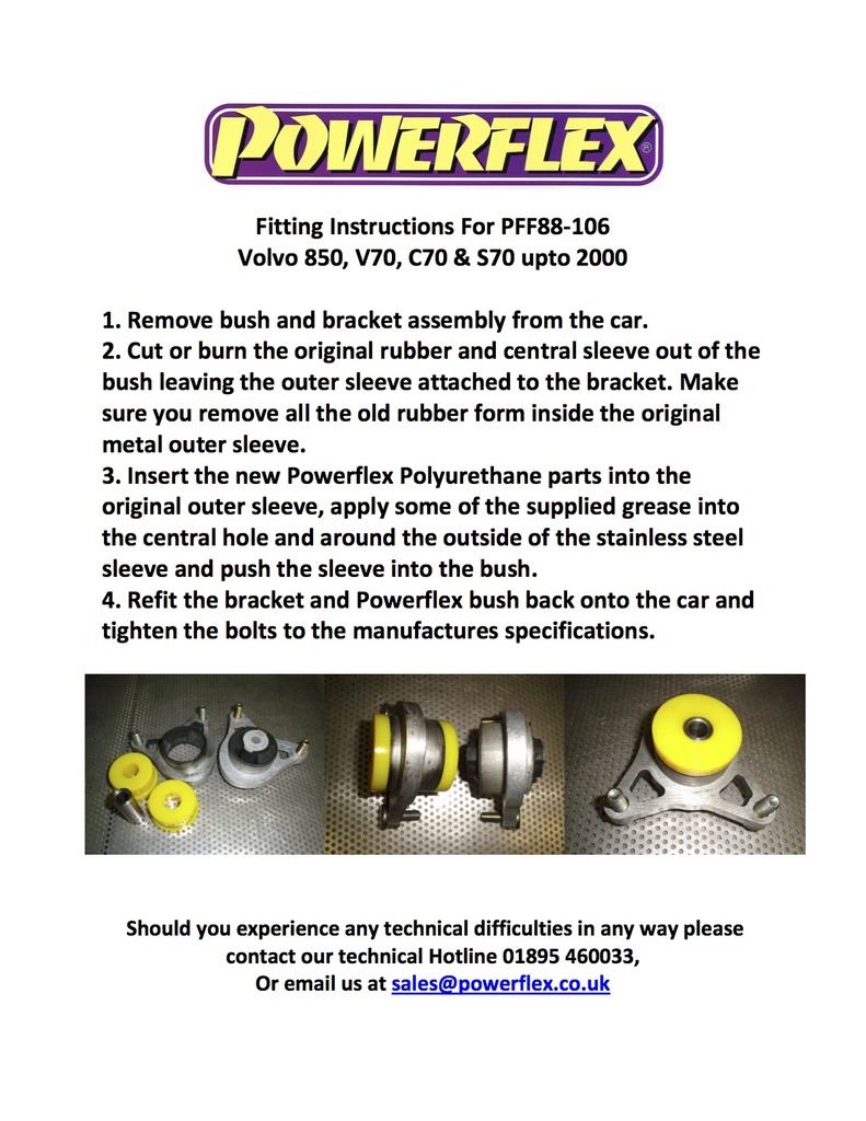 For Volvo V70 up to 2000 PowerFlex Front Upper Bulkhead Mount