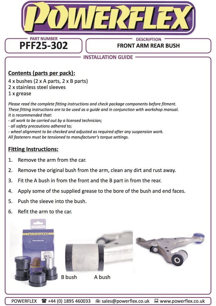 For Honda Element 2003-2011 PowerFlex Front Arm, Rear Bush