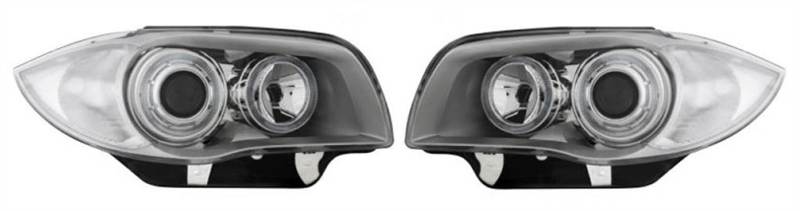 BMW 1 SERIES E87 5 DOOR HATCH 2004-3/2007 CHROME ANGEL EYES HEADLIGHTS PAIR