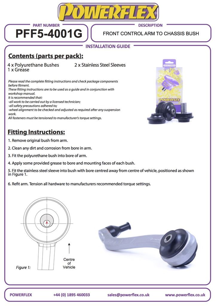 For BMW F82, F83 M4 4 Series PowerFlex Front Radius Arm To Chassis Bush